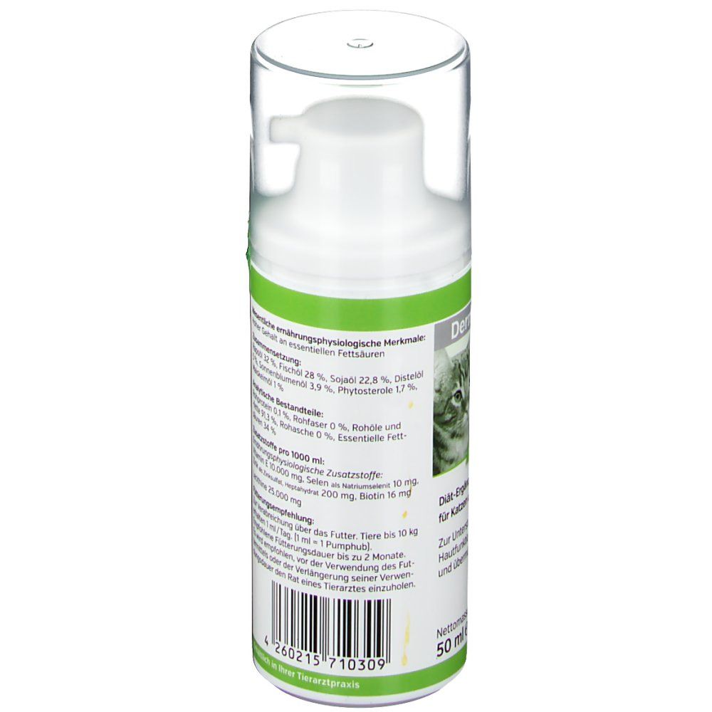 Rückseite der weißen Flasche. Etikett mit Produktinformationen und Inhaltsstoffen.