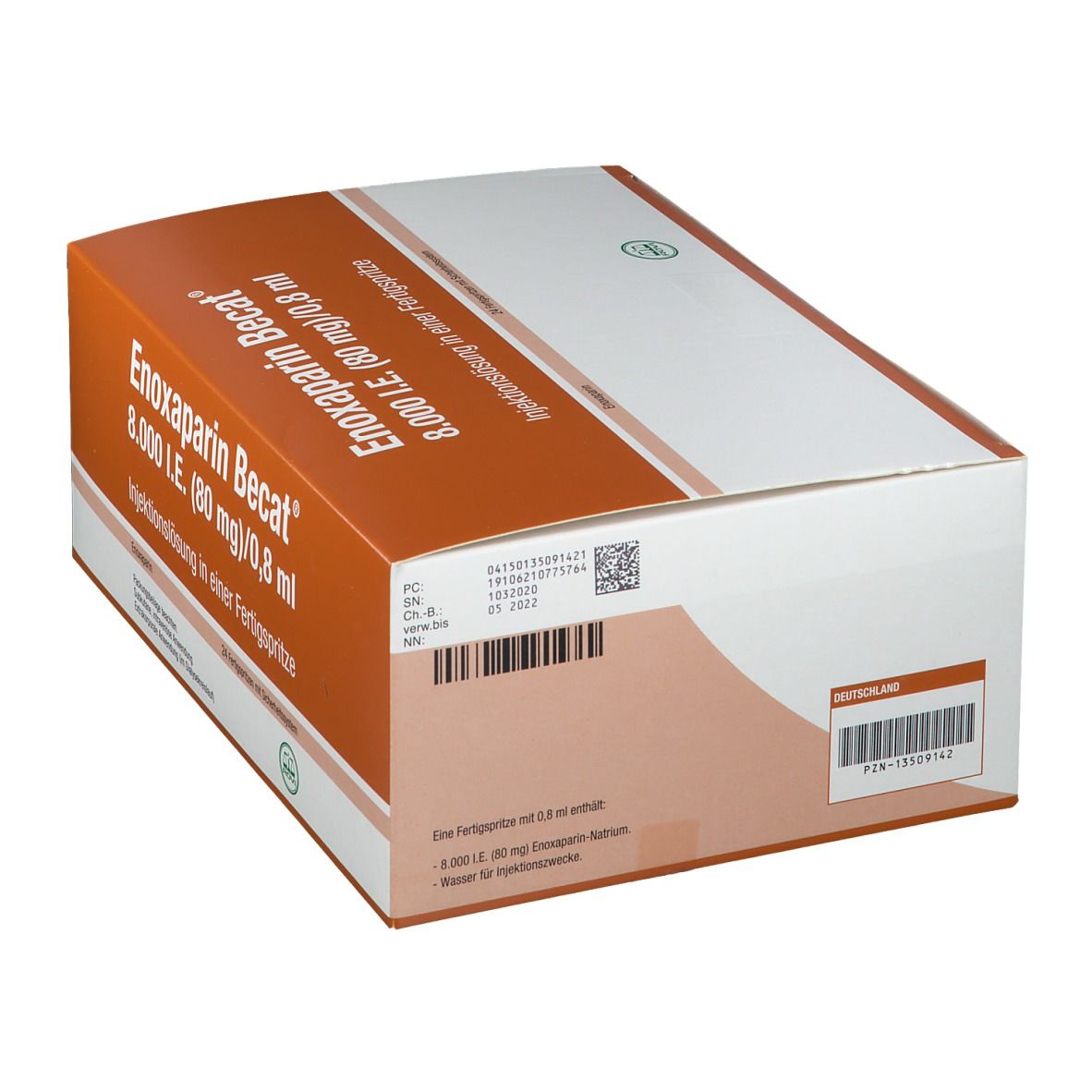 Enoxaparin Becat 8.000 I.e. 80mg/0,8ml Inj.-Lsg.FS 24 St Infusionsemulsion