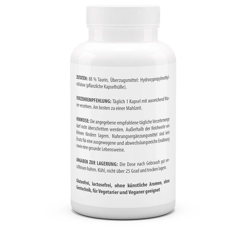 Rückseite der weißen Flasche. Angaben zu Inhaltsstoffen, Verzehrempfehlung, Hinweise und Lagerung. Glutenfrei, laktosefrei.