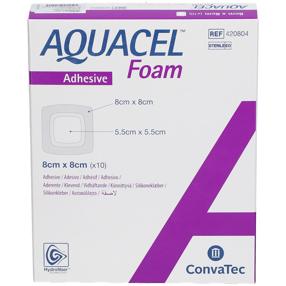 Aquacel Foam adhäsiv 8x8 cm Verband 10 St