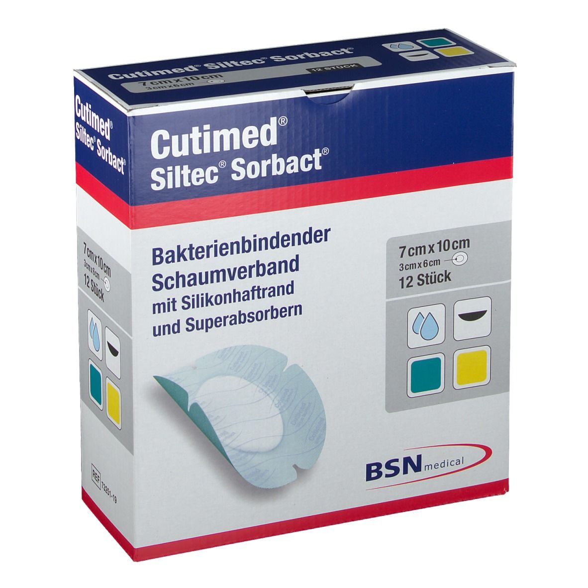 Cutimed Siltec Sorbact PU-Verband 7x10 cm oval