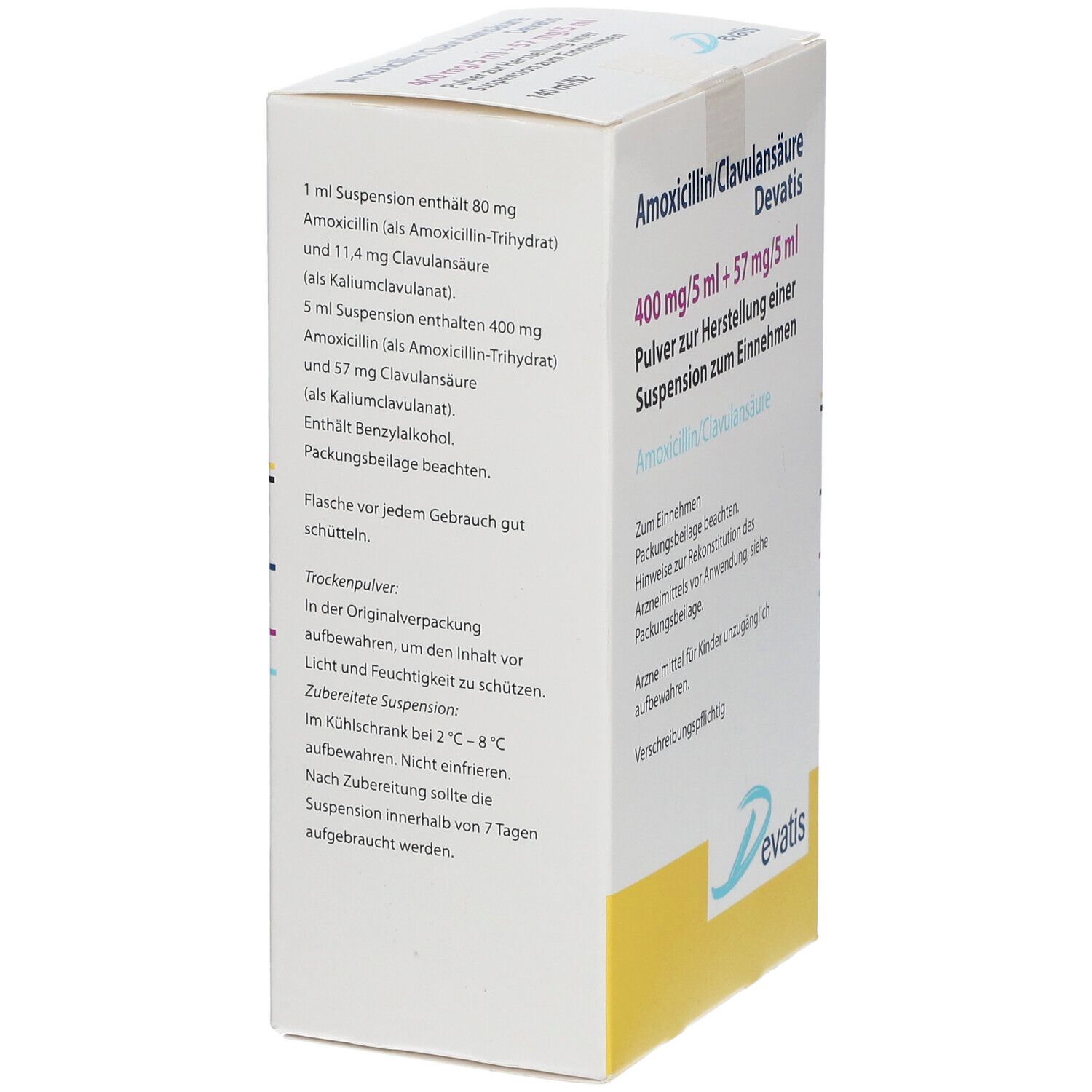 AMOXICILLIN/Clavulansäure Devat.400mg/5ml+57mg/5ml 140 ml Pulver zur Herstellung einer Susp. zum Einnehmen