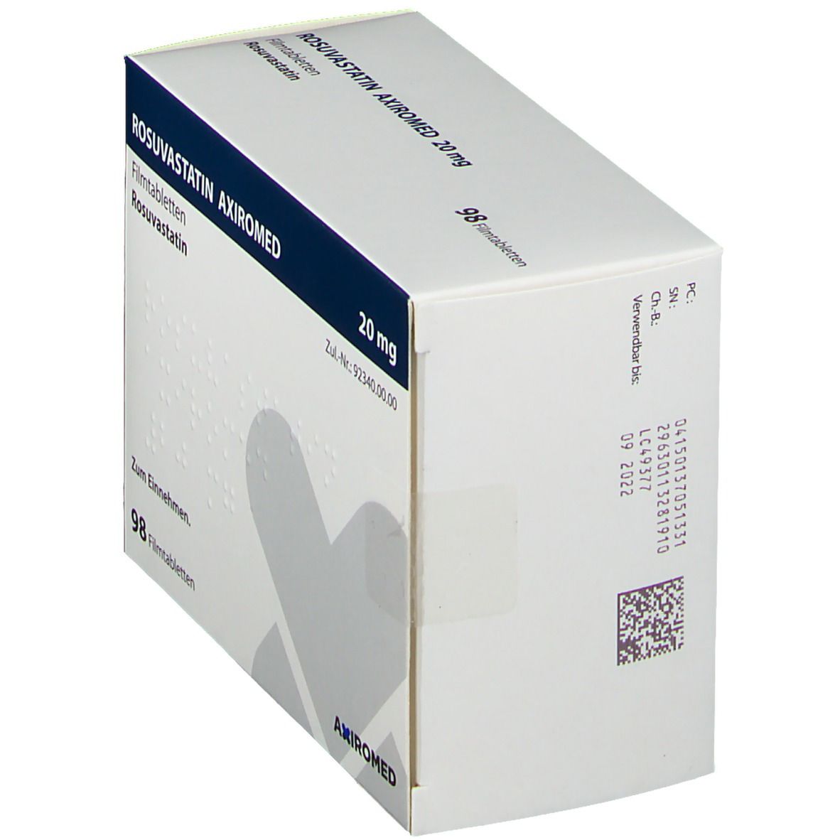 Rosuvastatin Axiromed 20 mg Filmtabletten 98 St