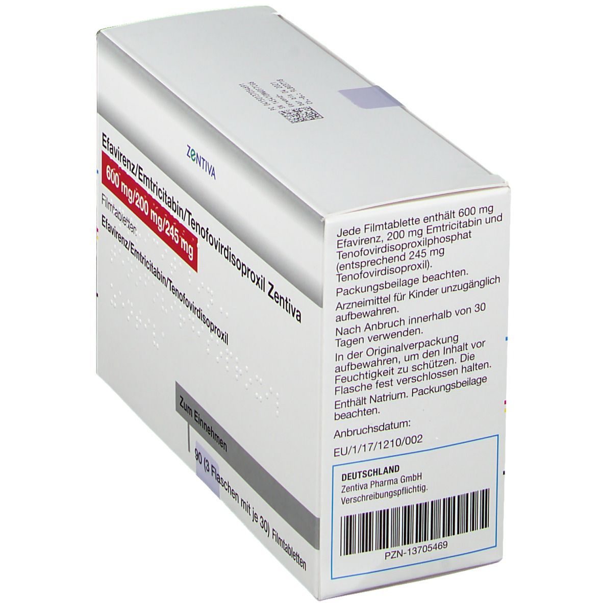 EFAVIRENZ/Emtricitabin/Tenofovir.Zenti.600/200/245 3x30 St Filmtabletten