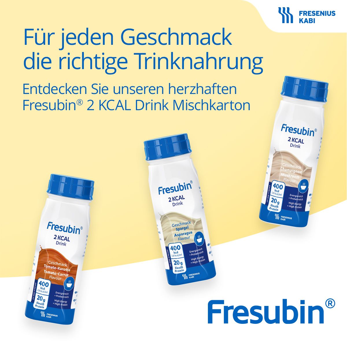 Fresubin 2 kcal Trinknahrung Tomate-Karotte | Aufbaukost & Nahrung mit Vitamin D für mehr Energie