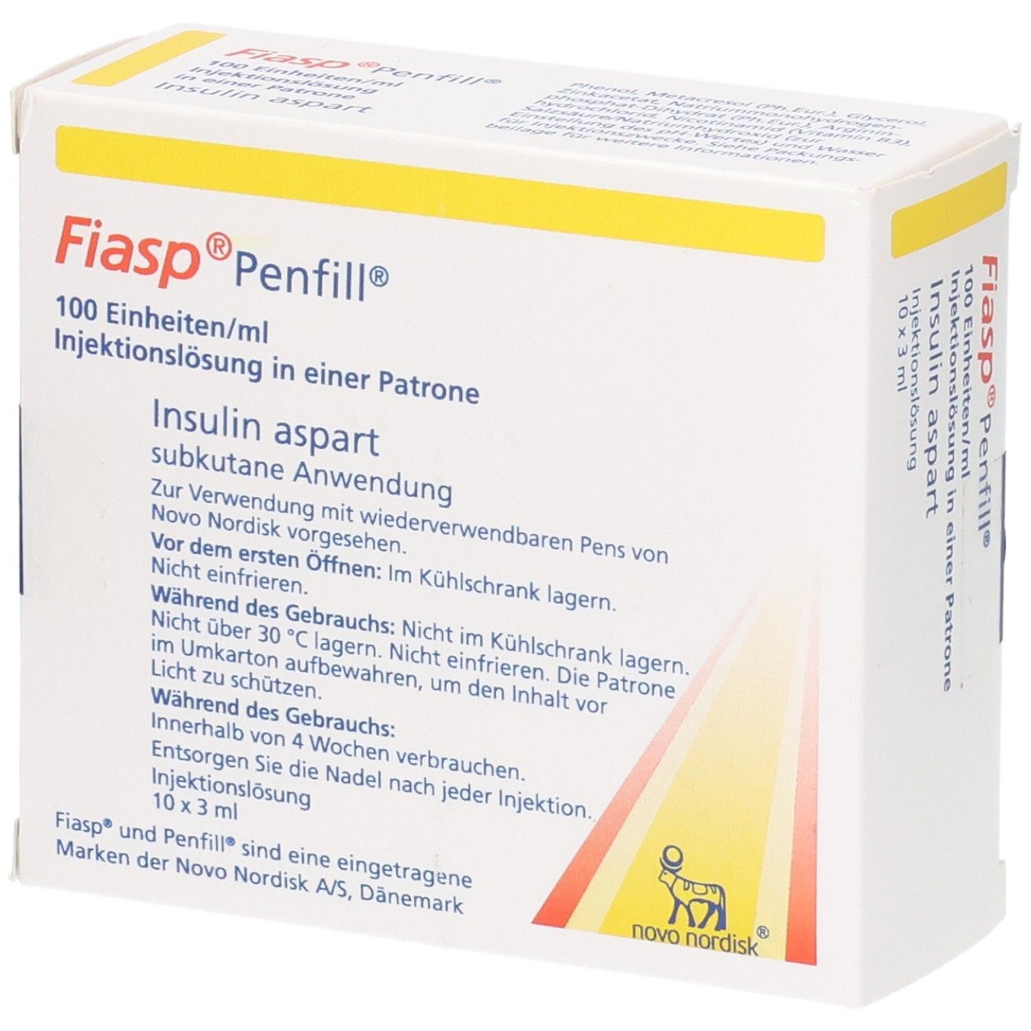 Fiasp Penfill: 10 Patronen mit je 3 ml Injektionslösung, Insulin aspart, 100 E/ml.