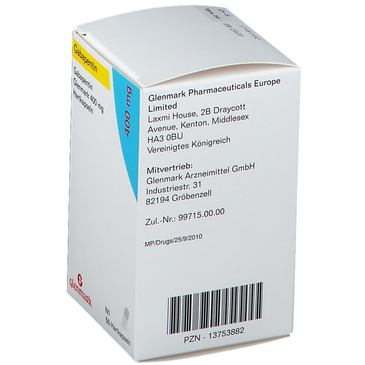 Gabapentin Glenmark 400 mg Hartkapseln 50 St