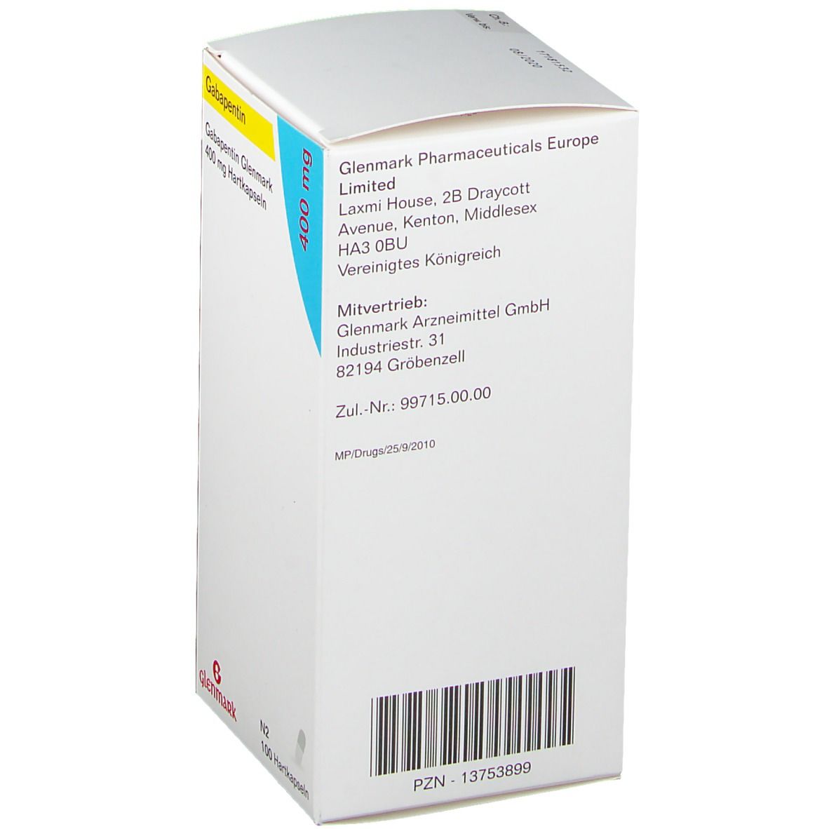 Gabapentin Glenmark 400 mg Hartkapseln 100 St