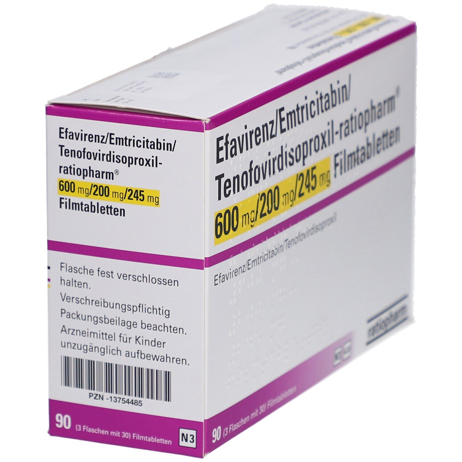 Efavirenz/Emtricitabin/Tenofovirdisoproxil-ratiopharm® 600 mg/200 mg/245 mg