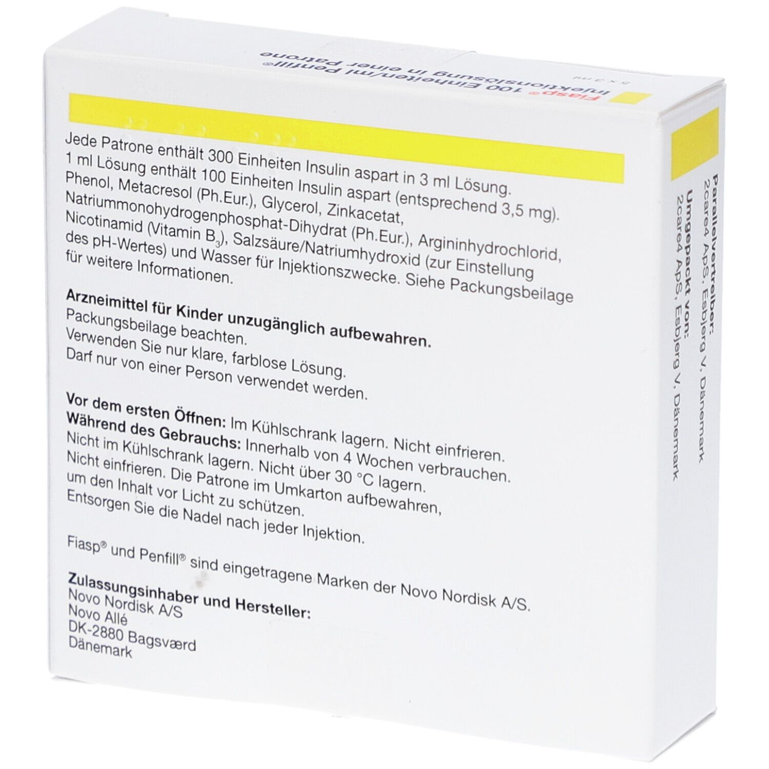 Rückseite des Kartons. Enthält Informationen zu Inhaltsstoffen, Anwendung und Hersteller. Text in deutscher Sprache.