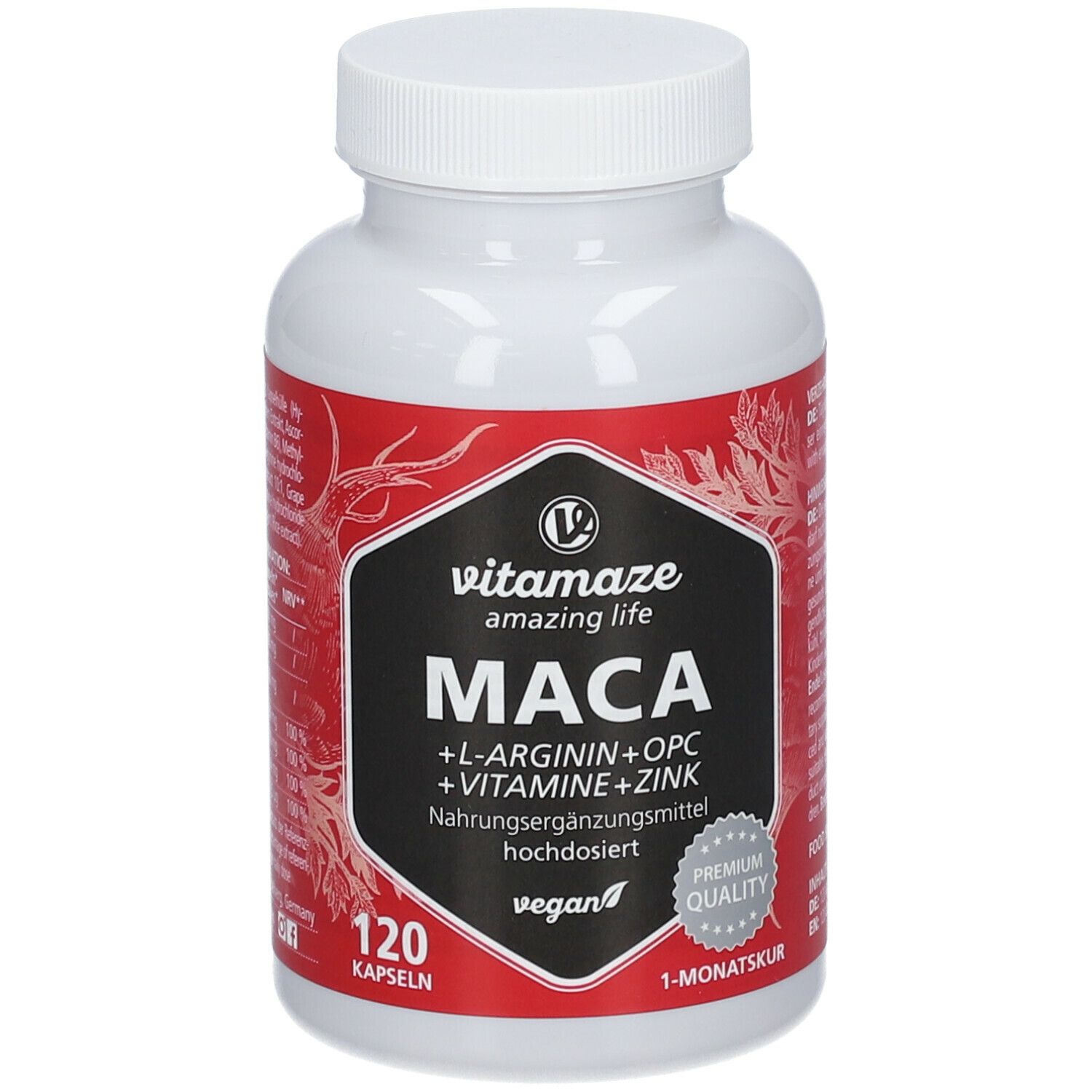 Maca 10:1 hochdosiert+L-Arginin+OPC+Vit.vegan Kps. 120 St Kapseln