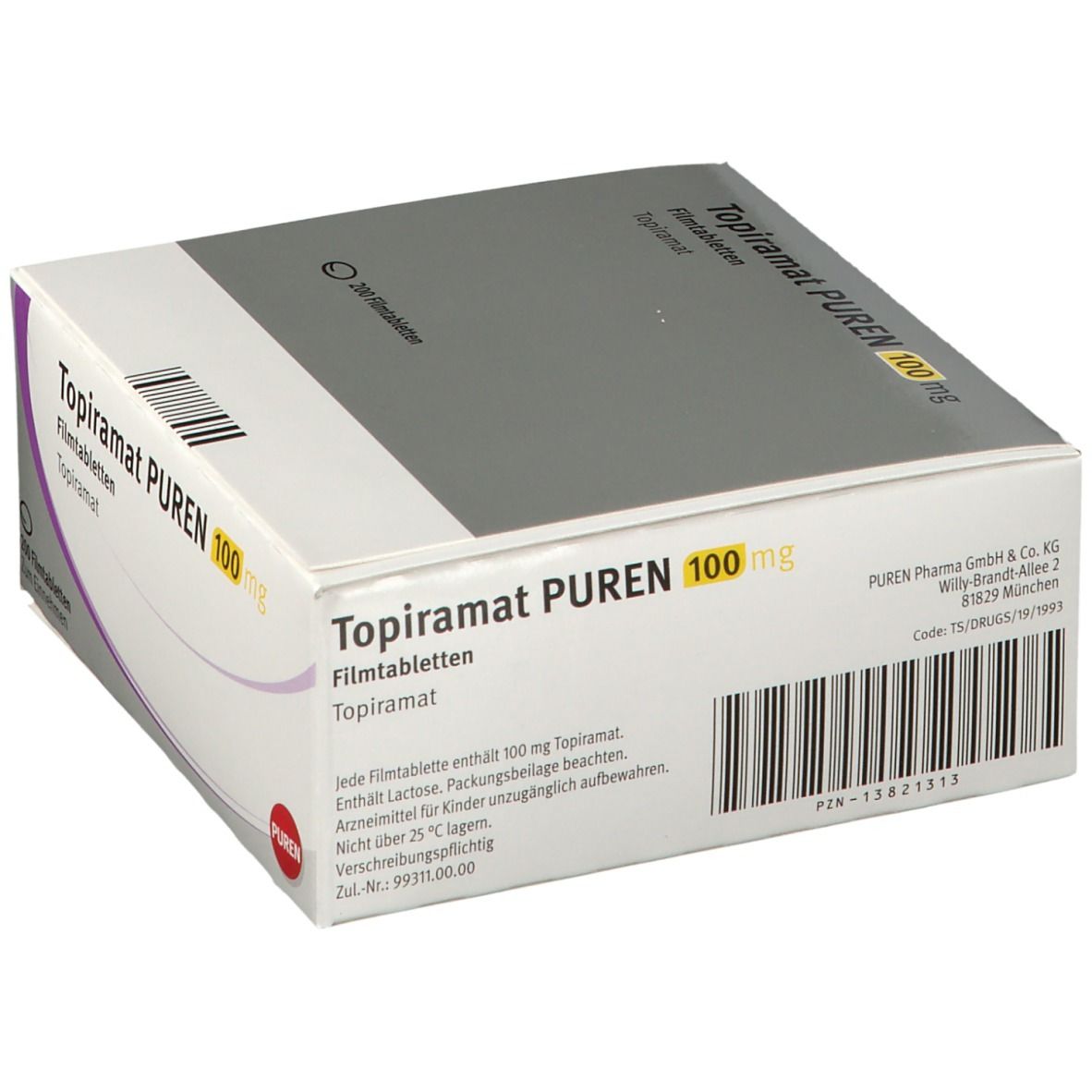 Topiramat Puren 100 mg Filmtabletten 200 St