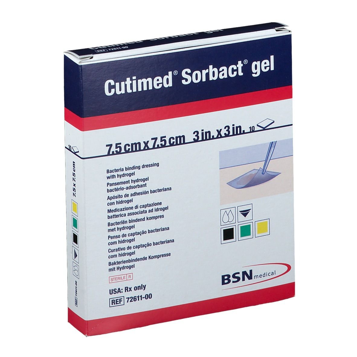 Cutimed Sorbact Gel Kompressen 7,5x7,5 cm 10 St