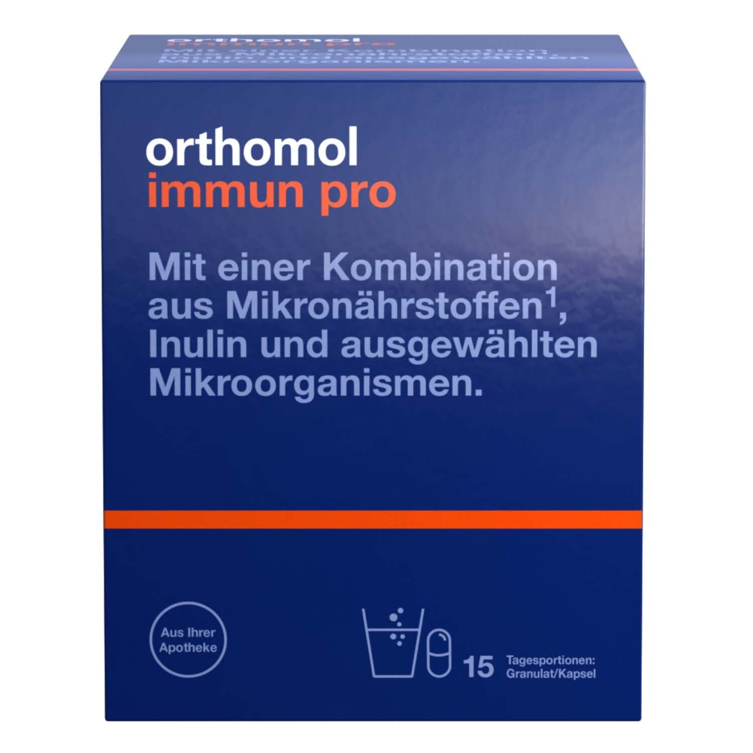 Orthomol Immun pro - für eine intakte Darmflora - Inulin, Mikronährstoffe und ausgewählte Mikroorganismen - Granulat/Kapseln
