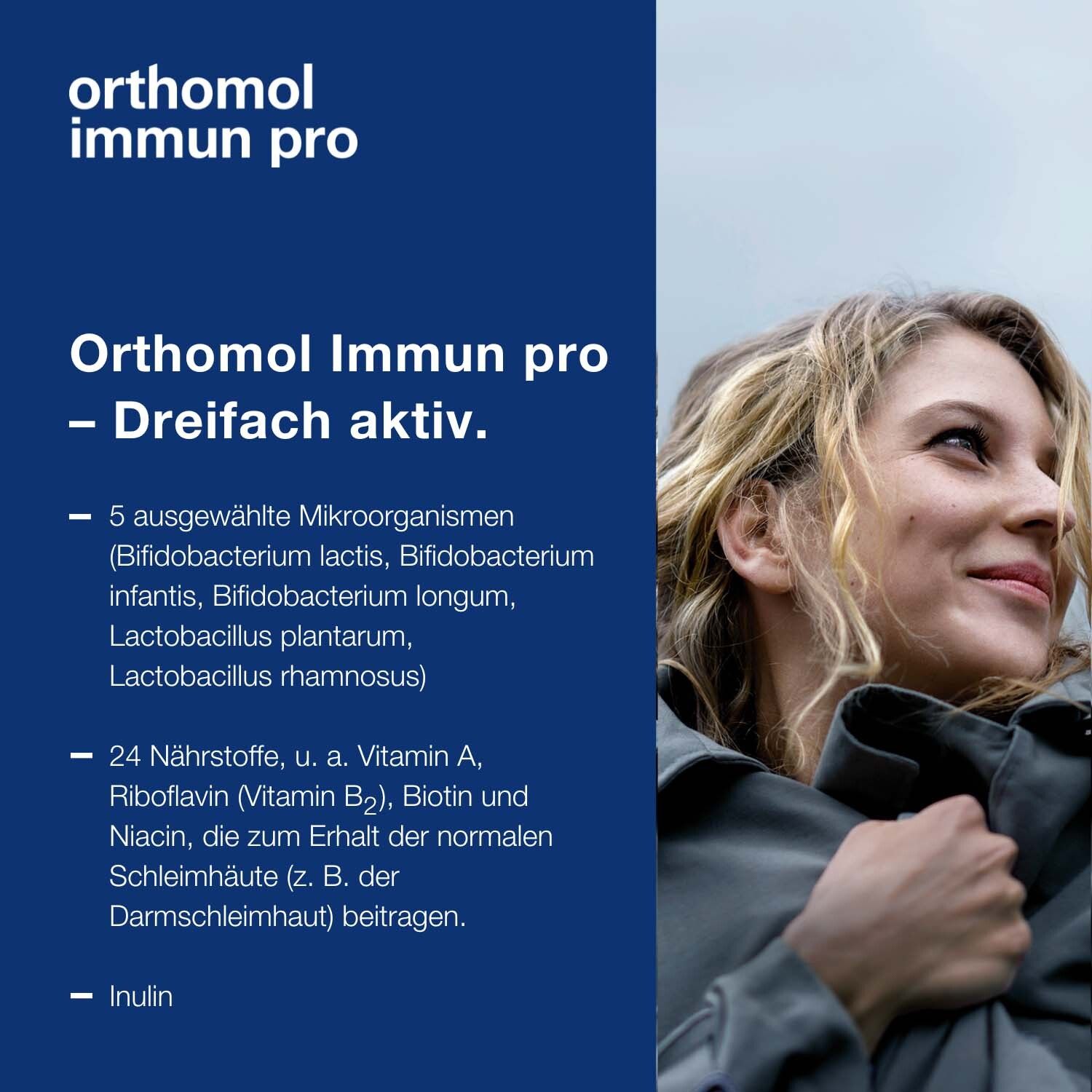 Orthomol Immun pro - für eine intakte Darmflora - Inulin, Mikronährstoffe und ausgewählte Mikroorganismen - Granulat/Kapseln
