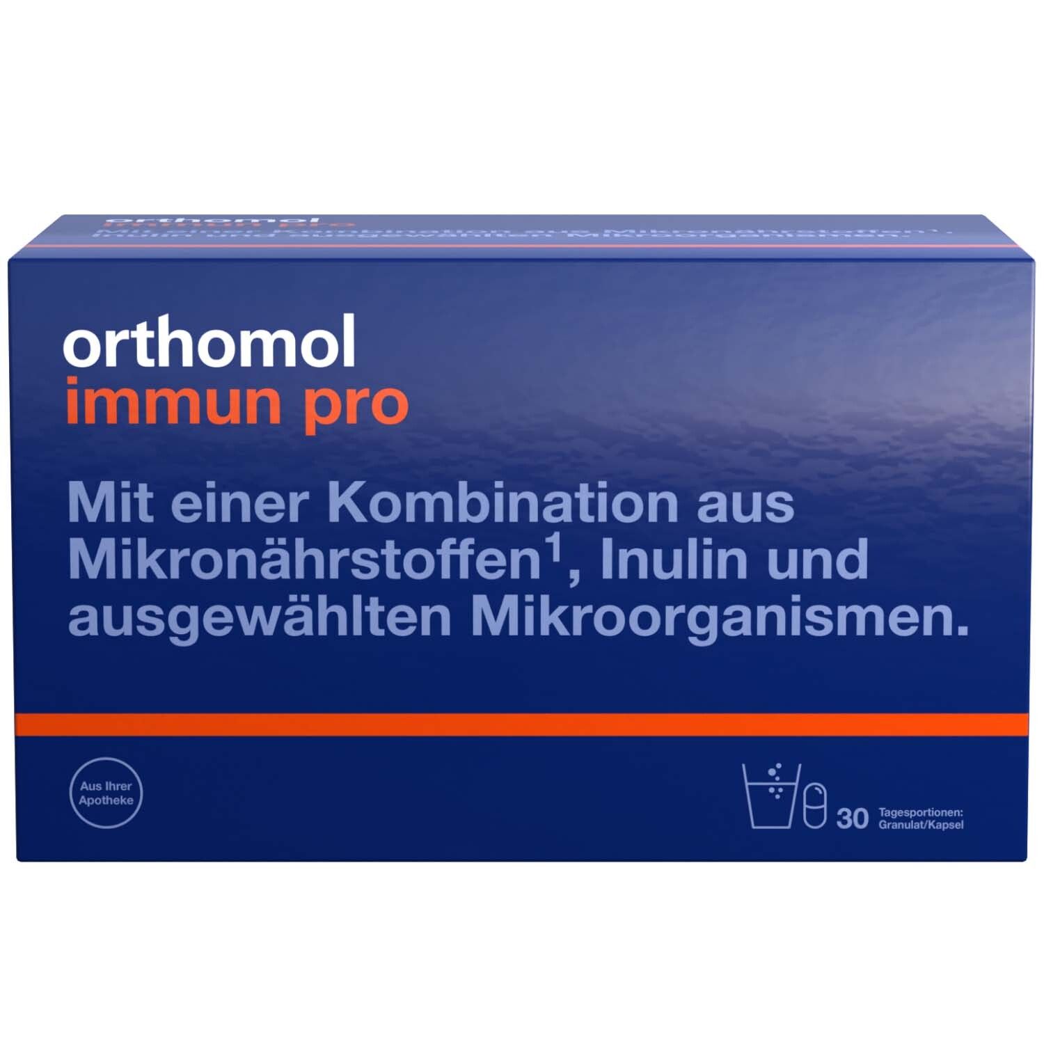 Orthomol Immun pro - für eine intakte Darmflora - Inulin, Mikronährstoffe und ausgewählte Mikroorganismen - Granulat/Kap