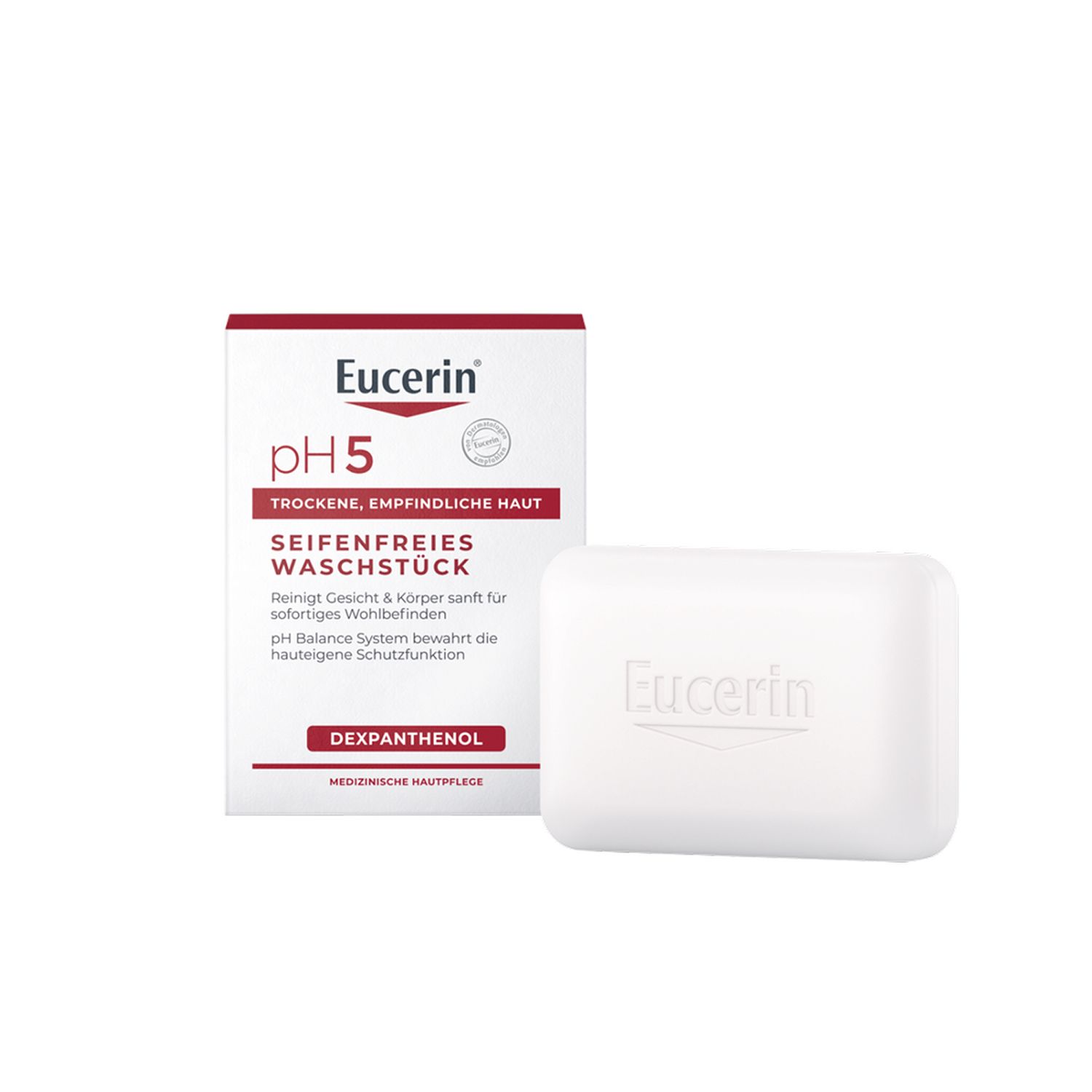 Eucerin® pH5 Seifenfreies Waschstück – reinigt empfindliche und trockene Haut besonders sanft & bewahrt die Schutzfunktion der Haut- Jetzt 20 % sparen* mit eucerin20
