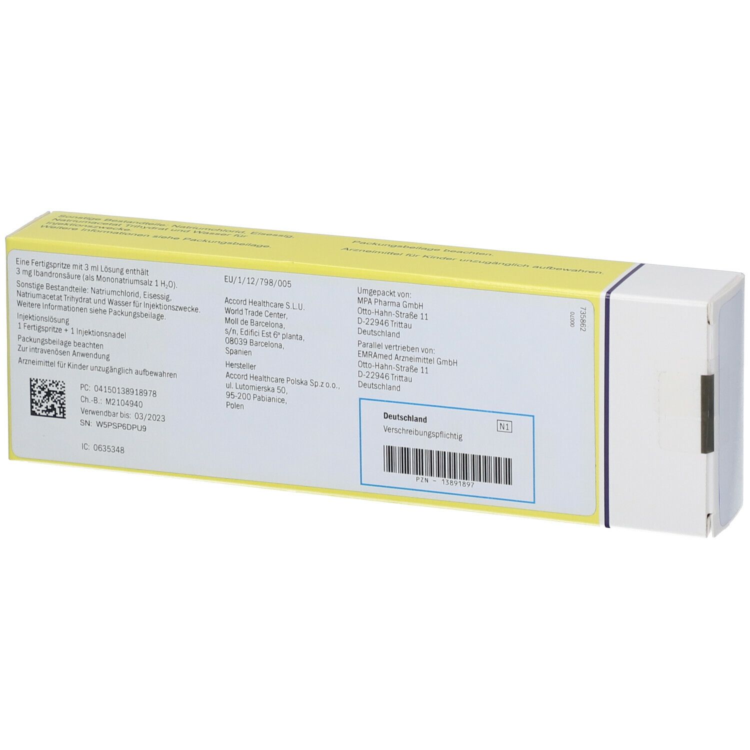 IBANDRONIC Acid Accord 3mg/3ml Inj.-Lsg.Fertigspr.