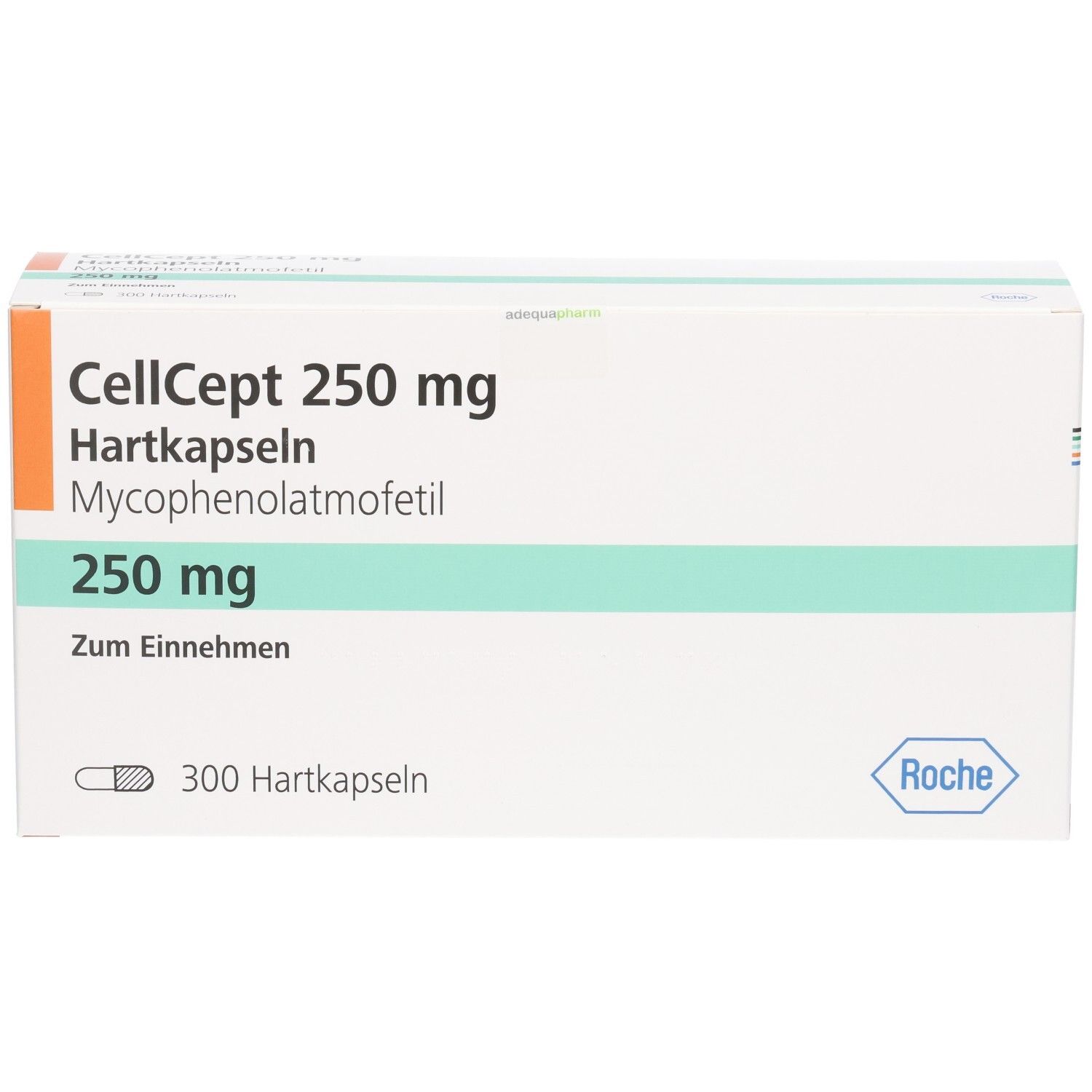 Cellcept 250 mg Hartkapseln Verpackung mit 300 Kapseln, Vorderseite.