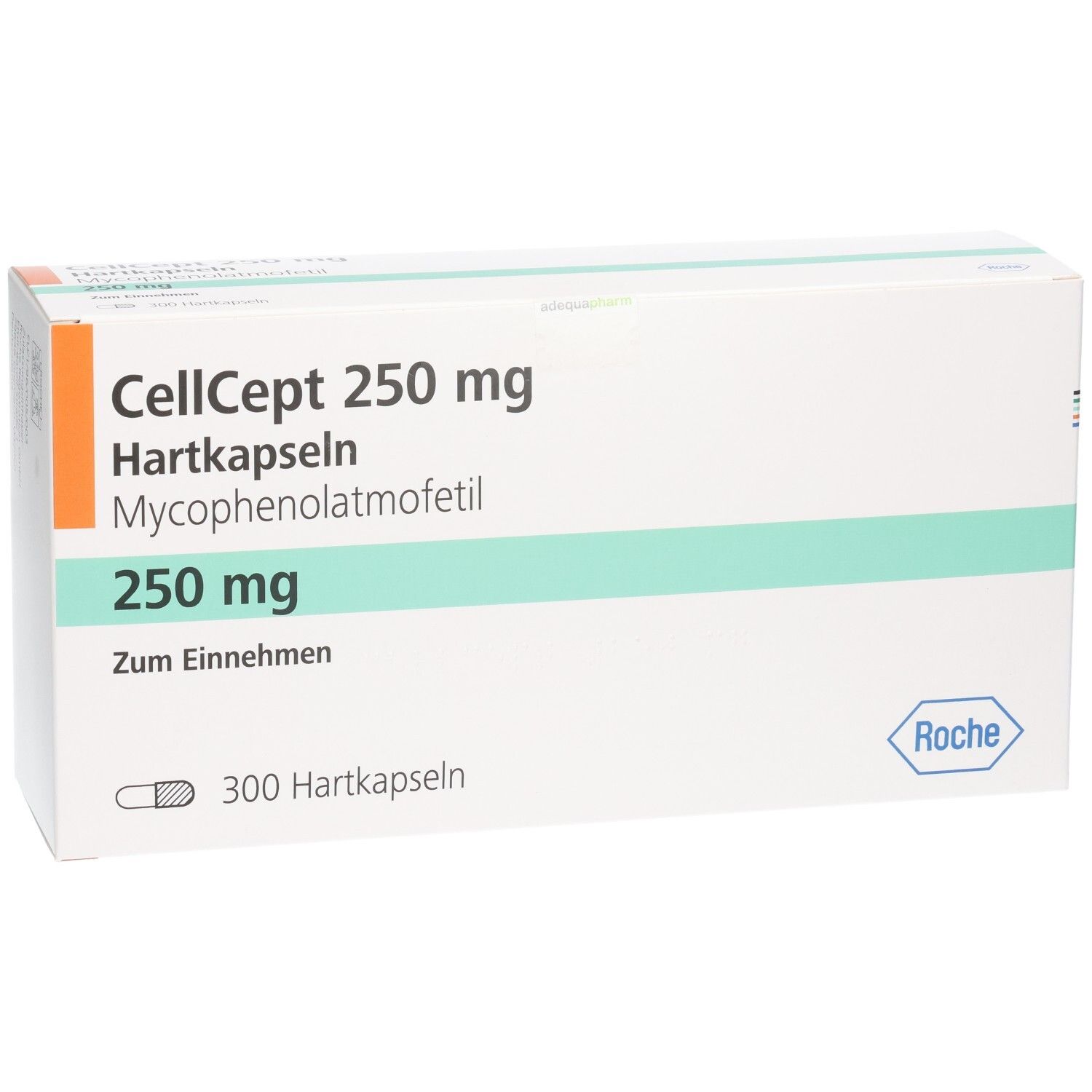 Cellcept 250 mg Hartkapseln Verpackung mit 300 Kapseln, Vorderseite.