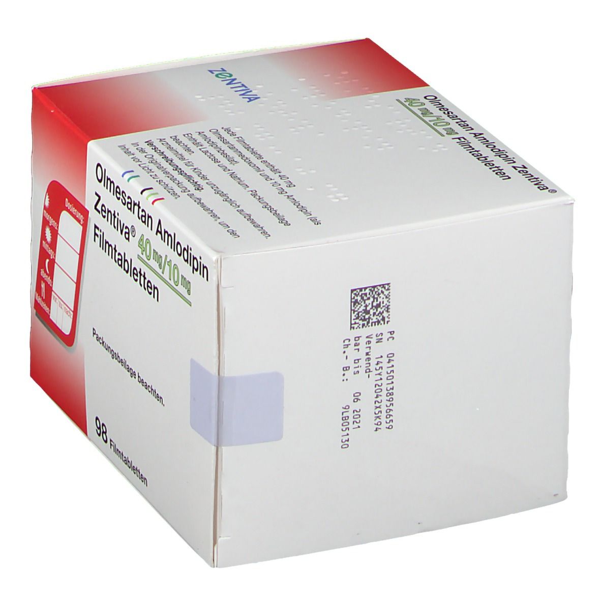 Olmesartan Amlodipin Zentiva 40 mg/10 mg Filmtabl. 98 St Filmtabletten