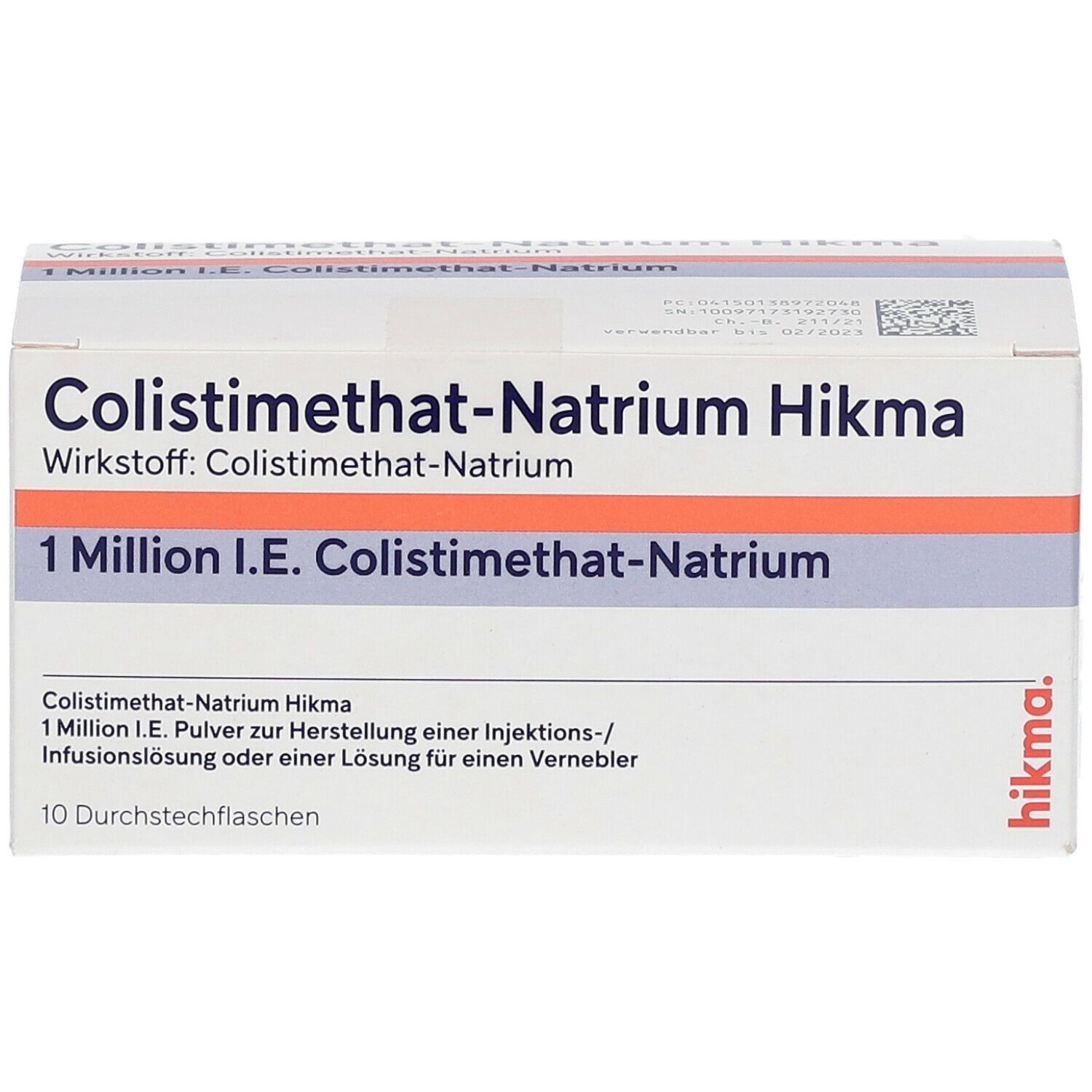 COLISTIMETHAT-Natrium Hikma 1 Mio I.E. Inj/Inf/Inh