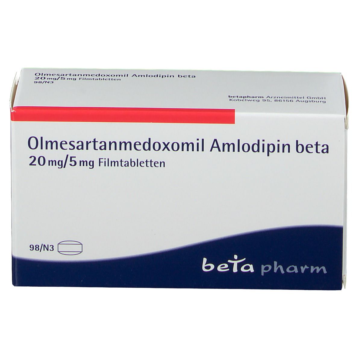 Olmesartanmedoxomil Amlodipin 20 Mg 5 Mg 98 St Mit Dem E Rezept Kaufen Shop Apotheke