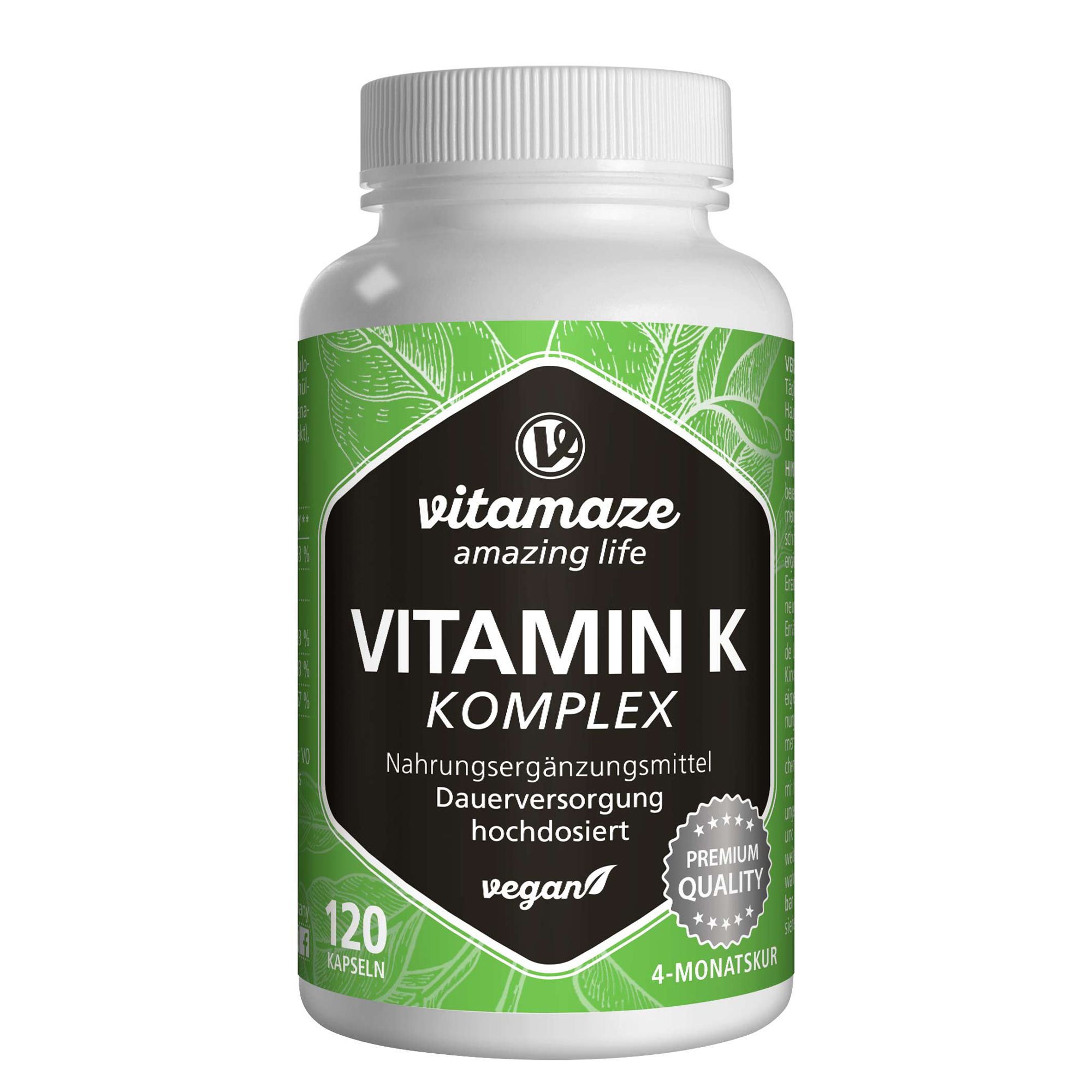 Vitamin K1 + K2 Komplex hochdosiert vegan
