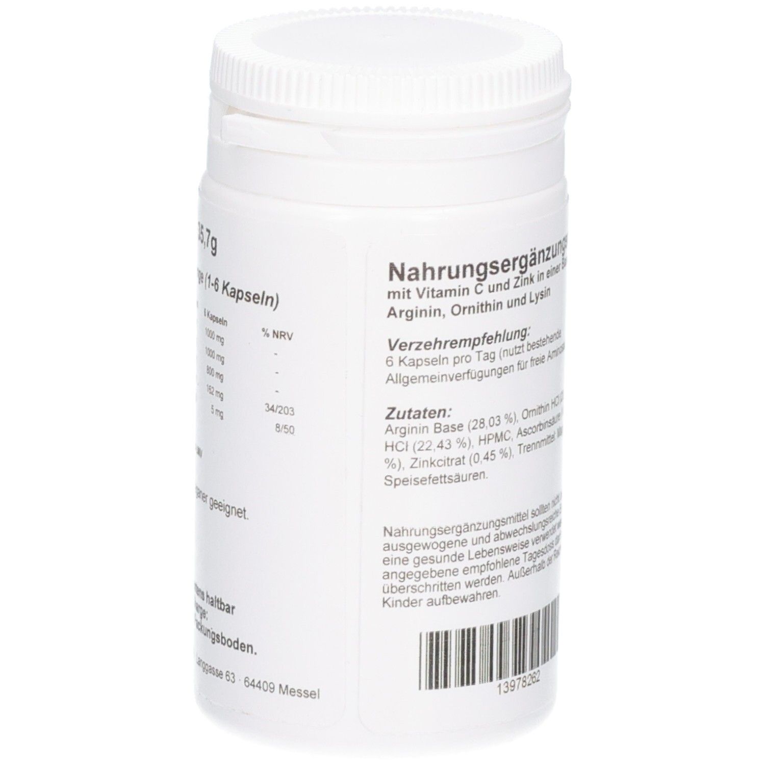 Seite einer Dose mit Allpharm Amino Triple Kapseln. Enthält Nährwertangaben und Inhaltsstoffe.