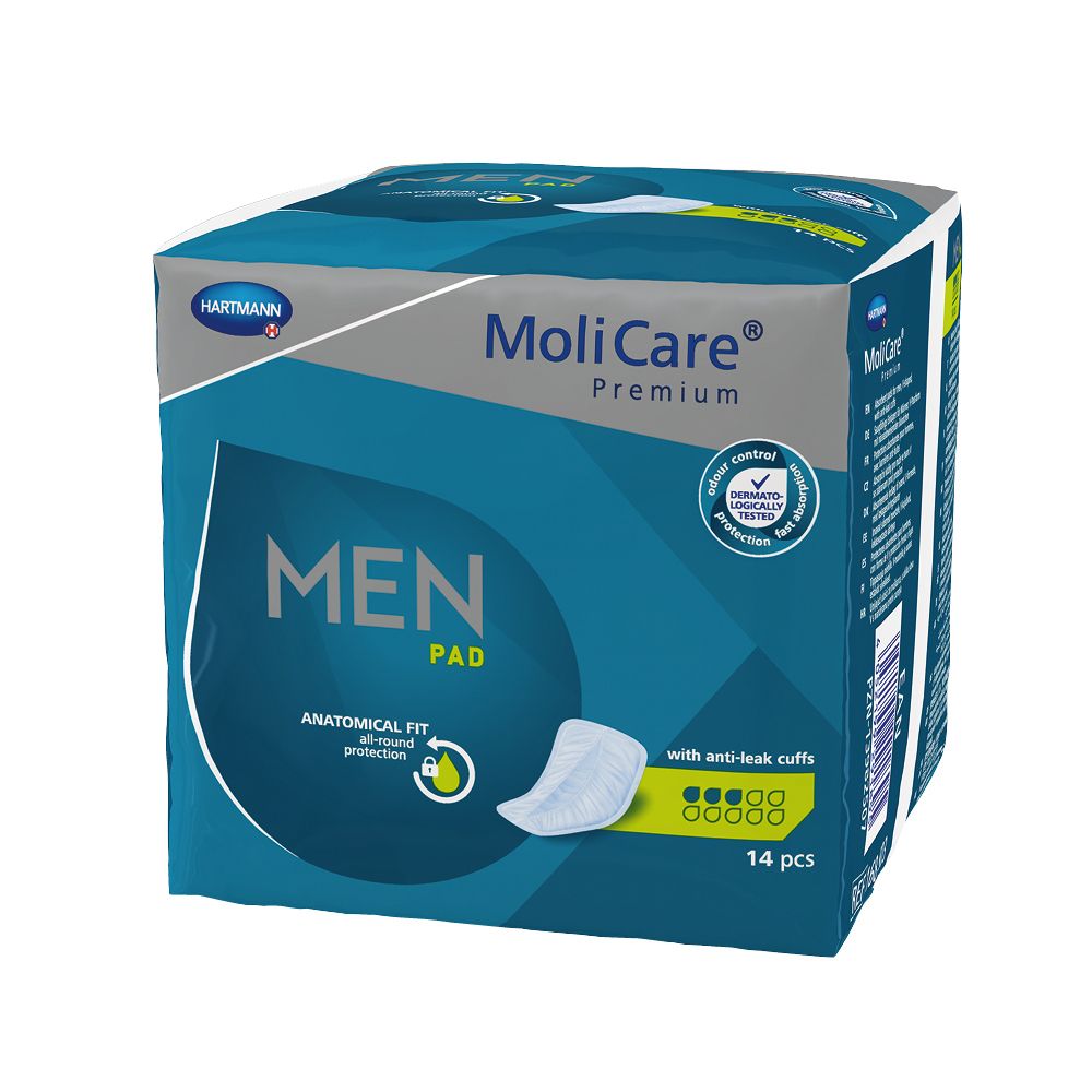 MoliCare Premium MEN Pads 3 Tropfen, sind Harninkontinenzprodukte, die speziell für den männlichen Körper entwickelt wur