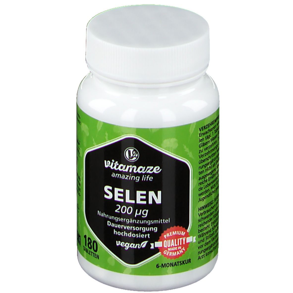 Selen 200 µg hochdosiert vegan 180 St Tabletten