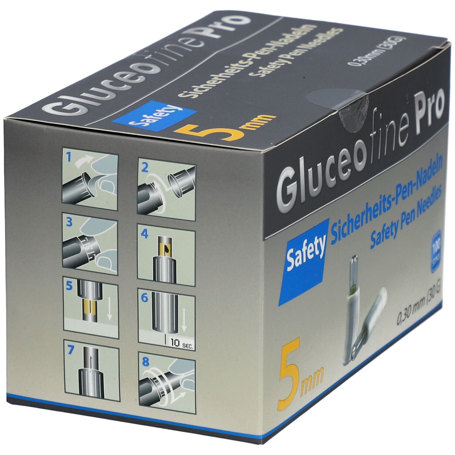 Gluceofine Pro Safety Sich.-Pen-Nadeln 30 Gx5 mm 100 St