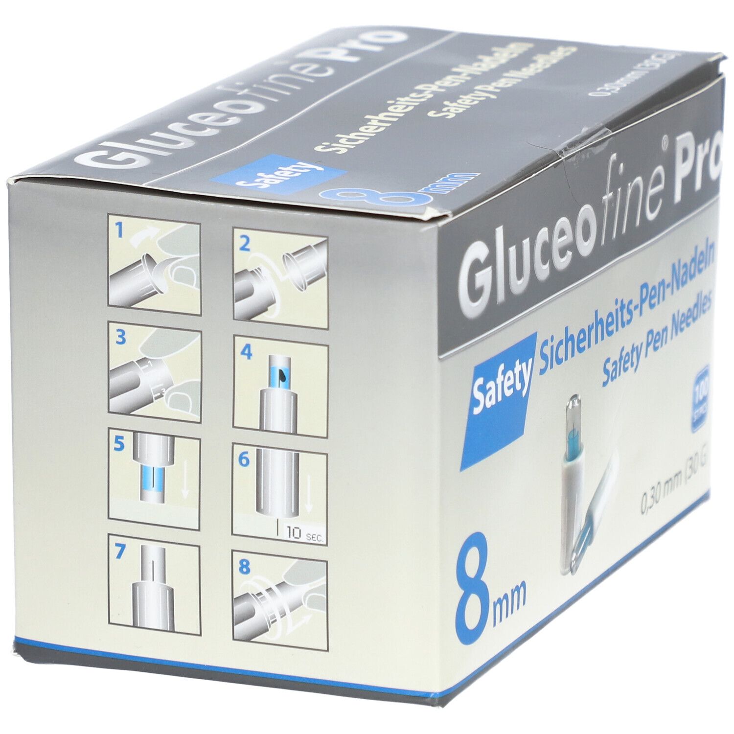 Gluceofine Pro Safety Sich.-Pen-Nadeln 30 Gx8 mm 100 St