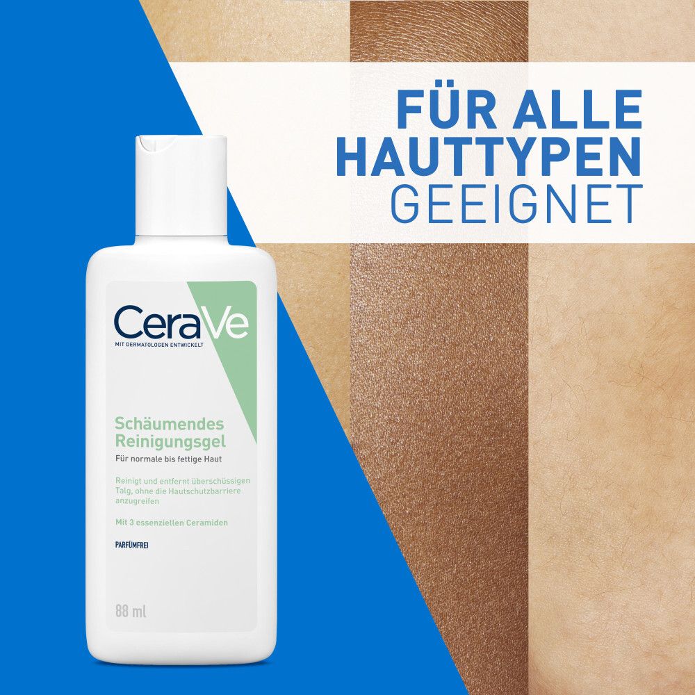 CeraVe Reinigungsgel. Weiße Flasche. Geeignet für alle Hauttypen.