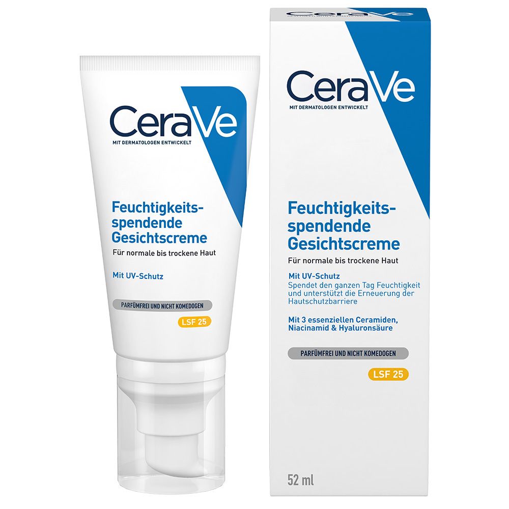 CeraVe Feuchtigkeitsspendende Gesichtscreme mit LSF 25: hydratisierende Tagescreme mit Lichtschutz + CeraVe Feuchtigkeitscreme 50ml GRATIS