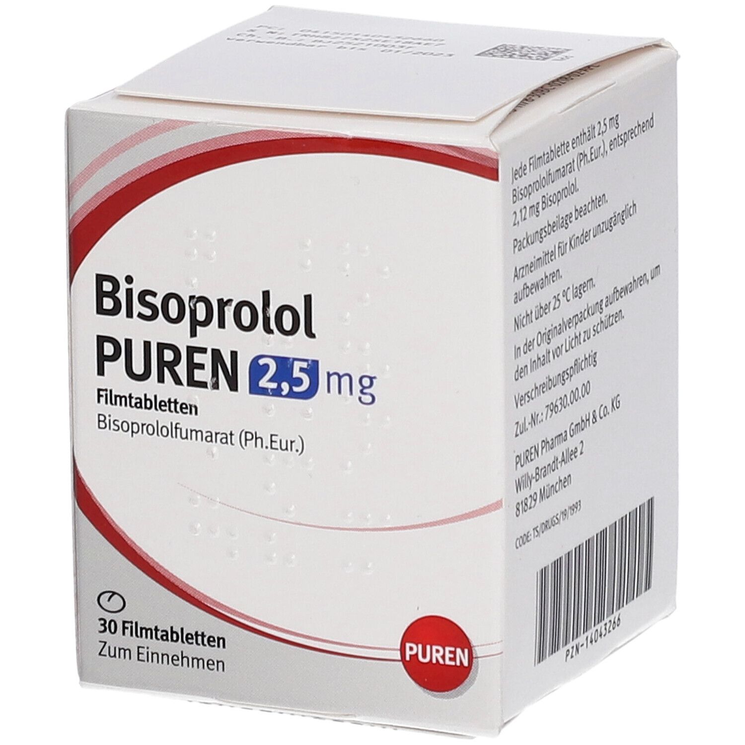 BISOPROLOL PUREN 2,5 mg Filmtabletten Dose