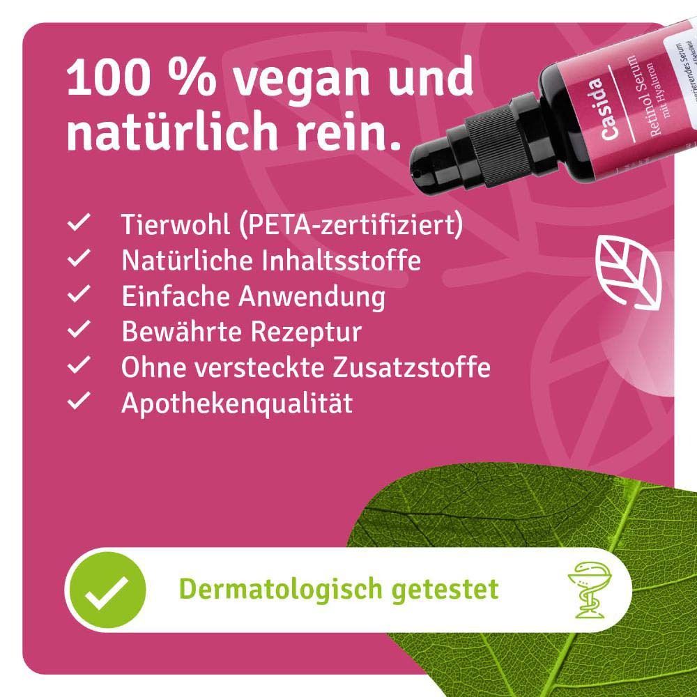 Rosa Hintergrund mit Text. 100% vegan und natürlich rein. Dermatologisch getestet. PETA-zertifiziert.