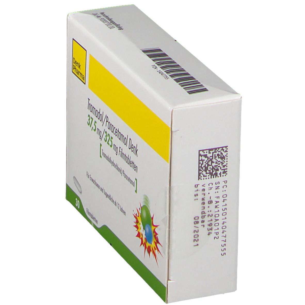 TRAMADOL/Paracetamol Denk 37,5 mg/325 mg Filmtabl. 30 St Filmtabletten