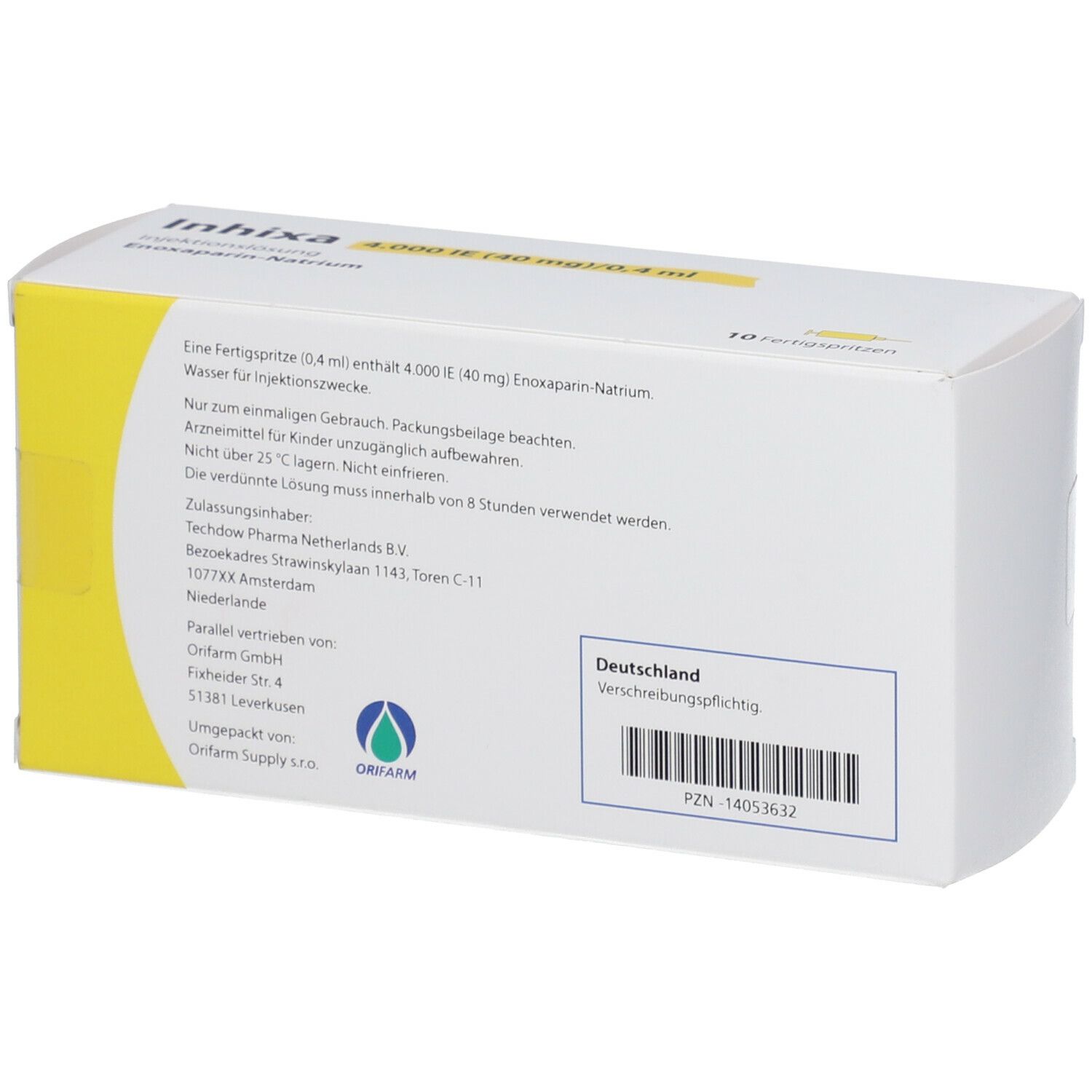 Inhixa 4.000 I.E. 40 mg/0,4 ml