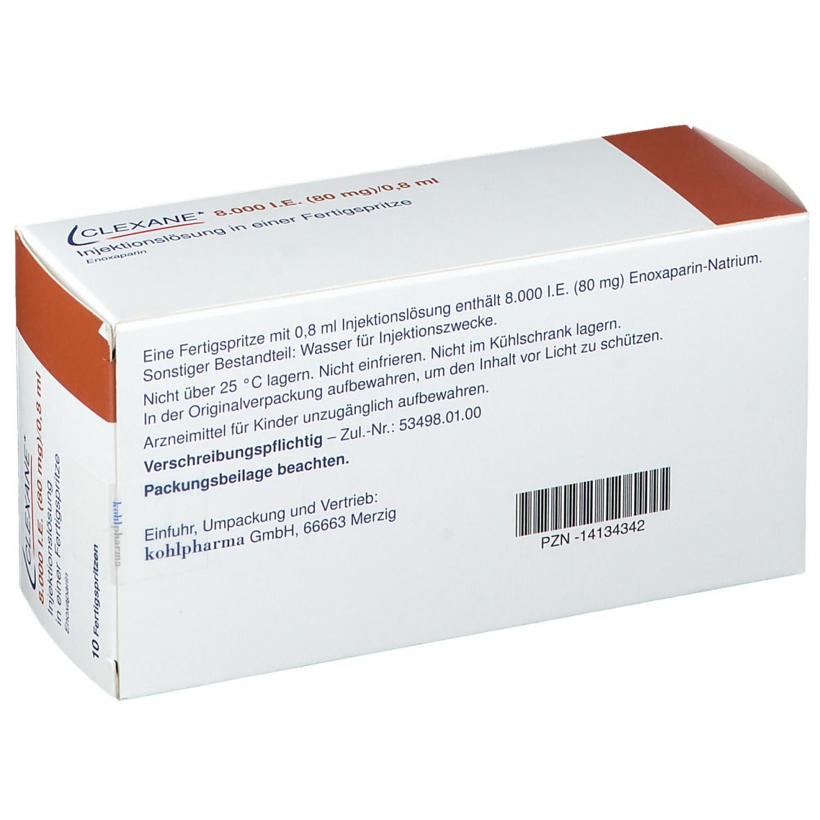 CLEXANE 8 000 I E 80mg 0 8ml Inj Lsg i e F Sp 10 St Mit Dem E 
