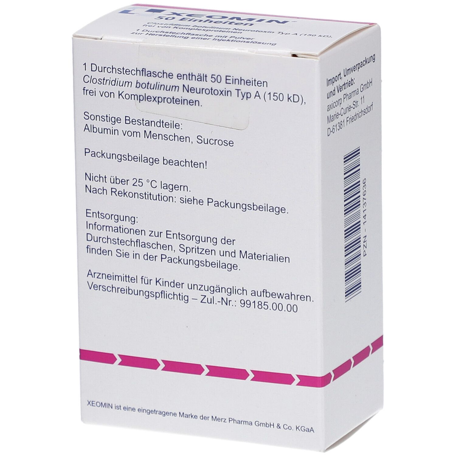 Xeomin 50 LD50 Einheiten
