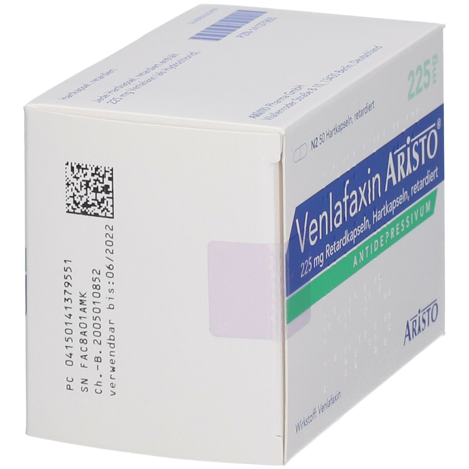 Venlafaxin Aristo 225 mg Retardkapseln 50 St Retard-Kapseln