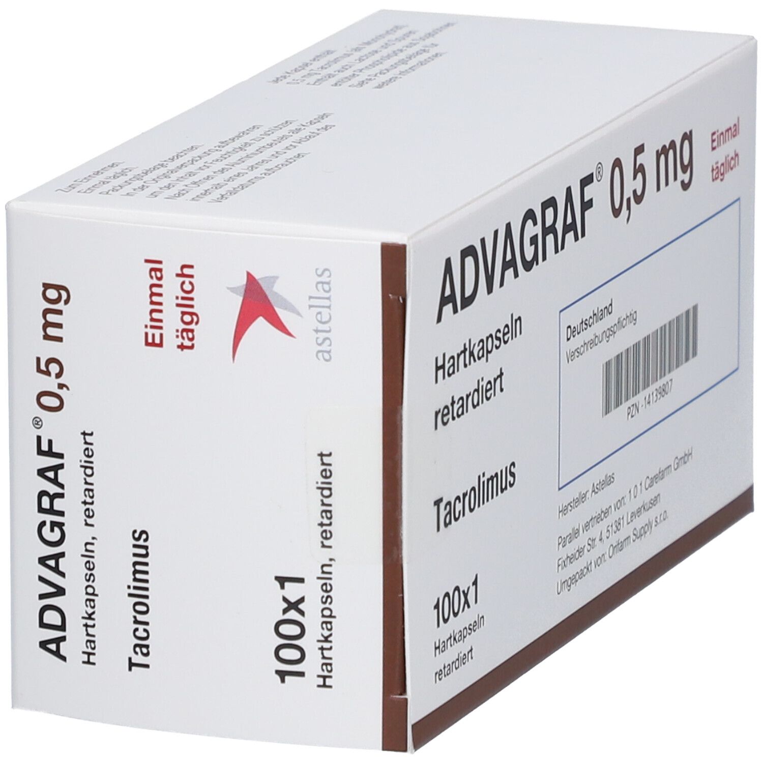ADVAGRAF 0,5 mg Hartkapseln, retardiert mit Tacrolimus, 100x1 Stück.