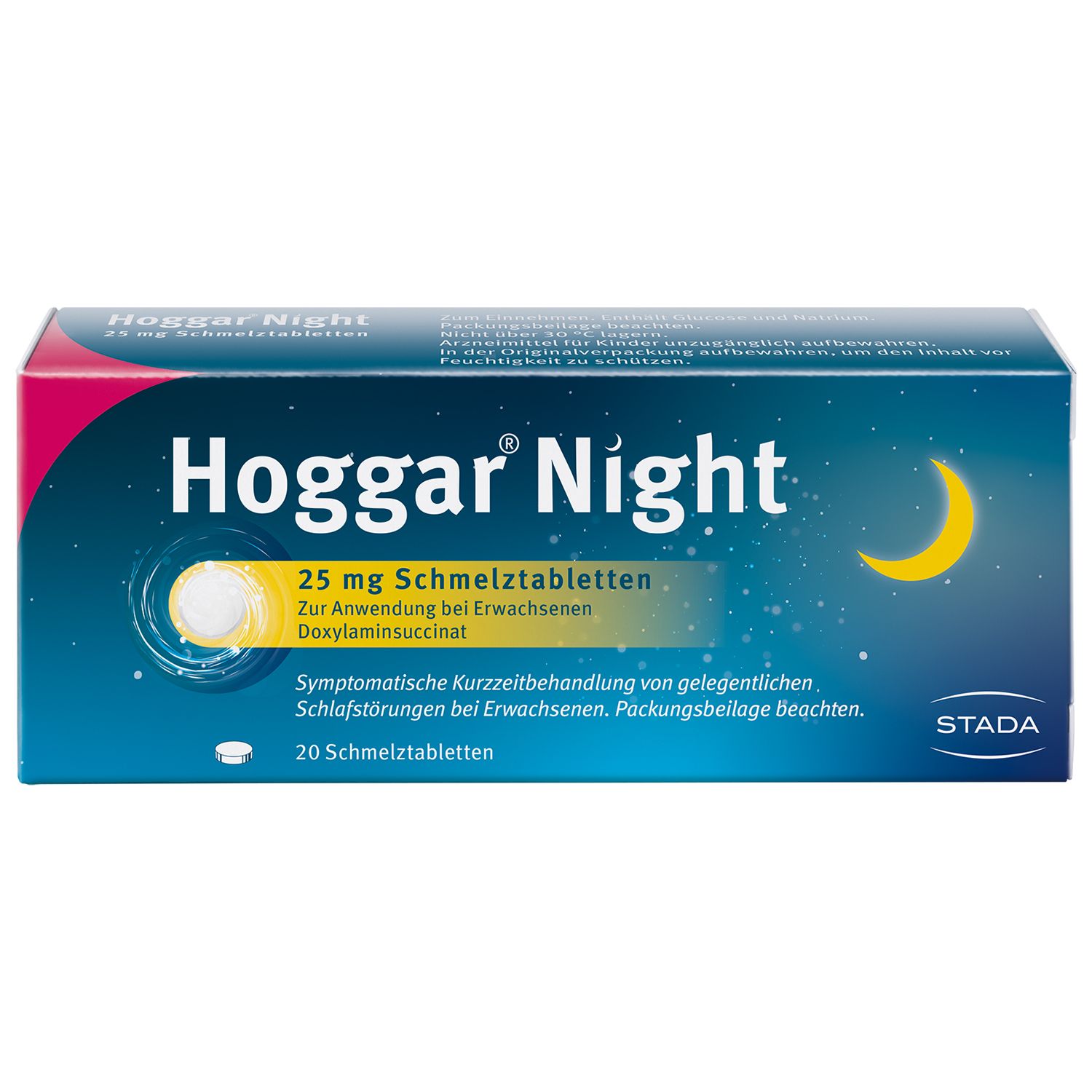 Hoggar® Night 25 mg Schmelztabletten zur praktischen Einnahme ohne Wasser bei akuten Ein- und Durchschlafstörungen
