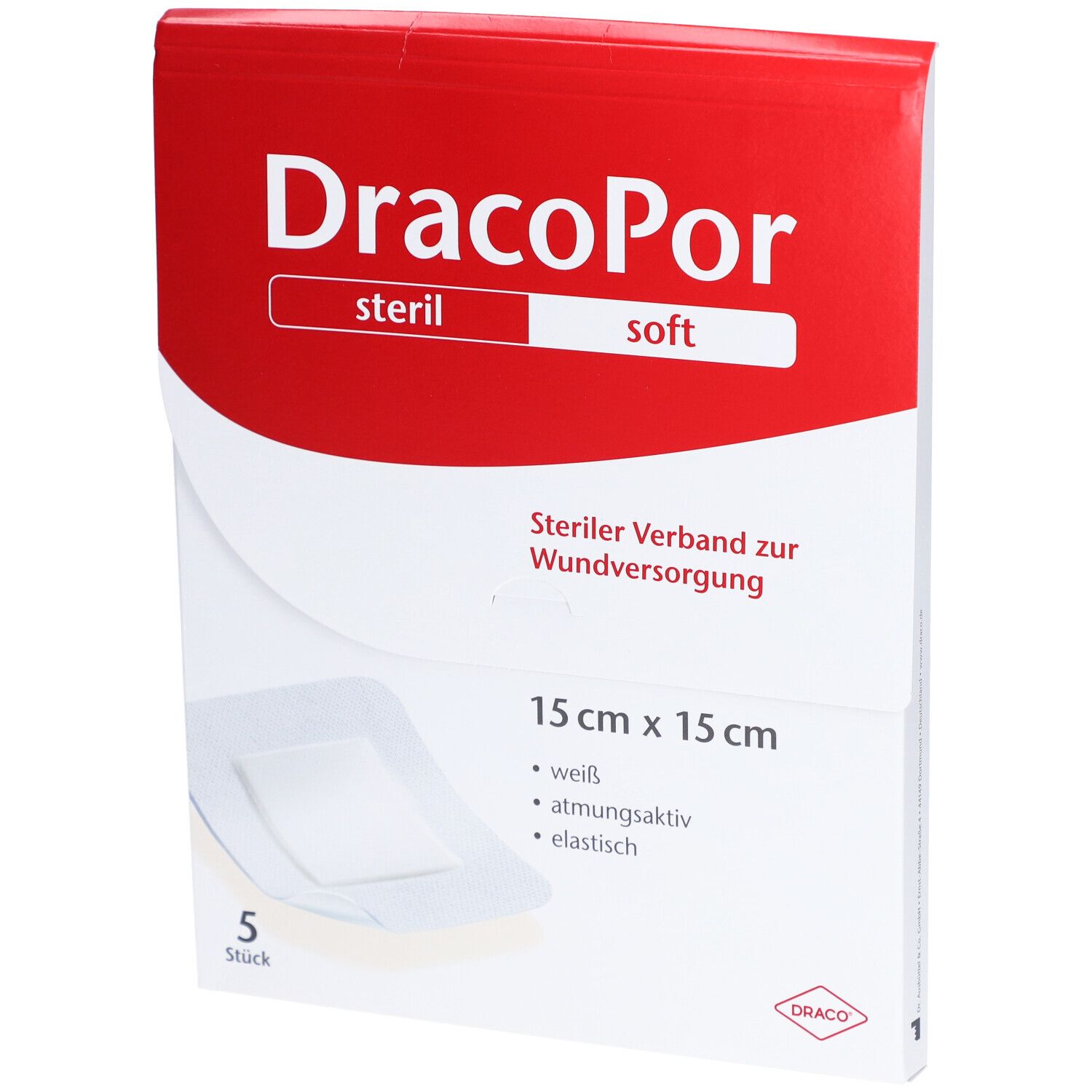 DracoPor Soft weiß Wundverband 15x15 cm steril