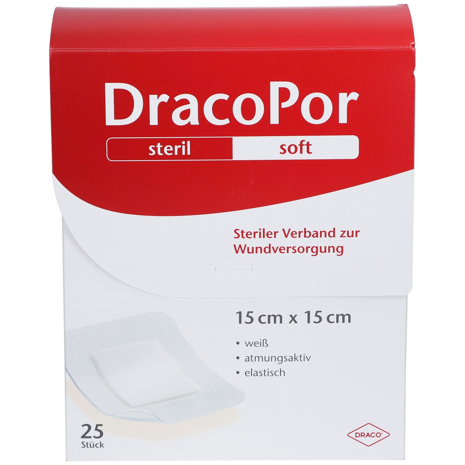Dracopor Soft weiß 15 cm x 15 cm steril