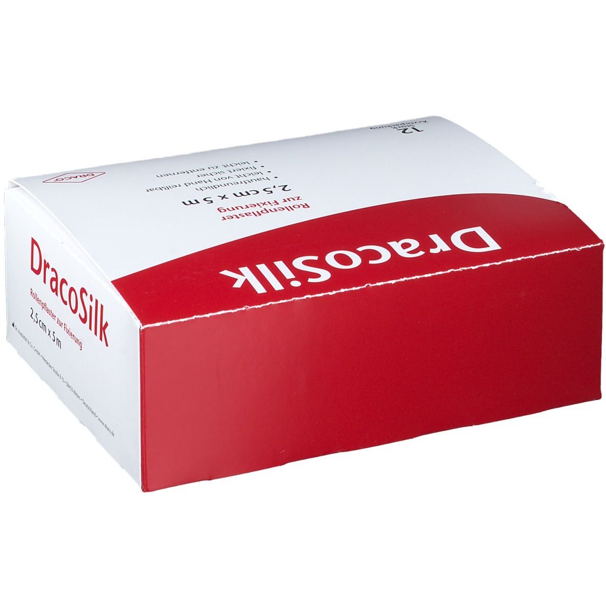 DracoSilk Rollenpflaster 2,5 cm x 5 m, 12 Stück Arztpackung.