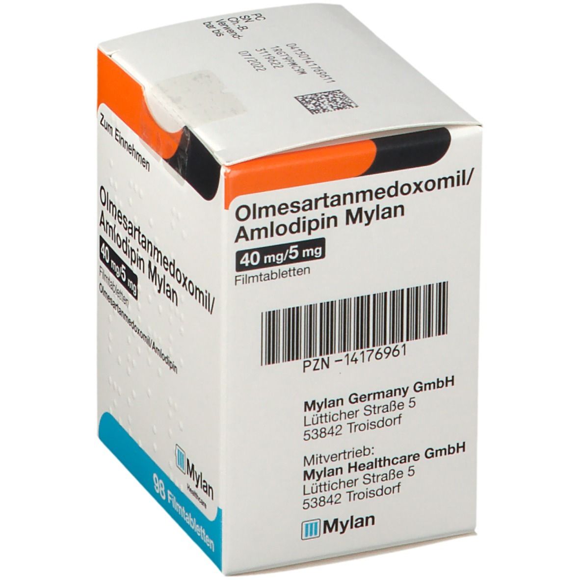 OLMESARTANMEDOXOMIL/Amlodipin Mylan 40 mg/5 mg 98 St Filmtabletten