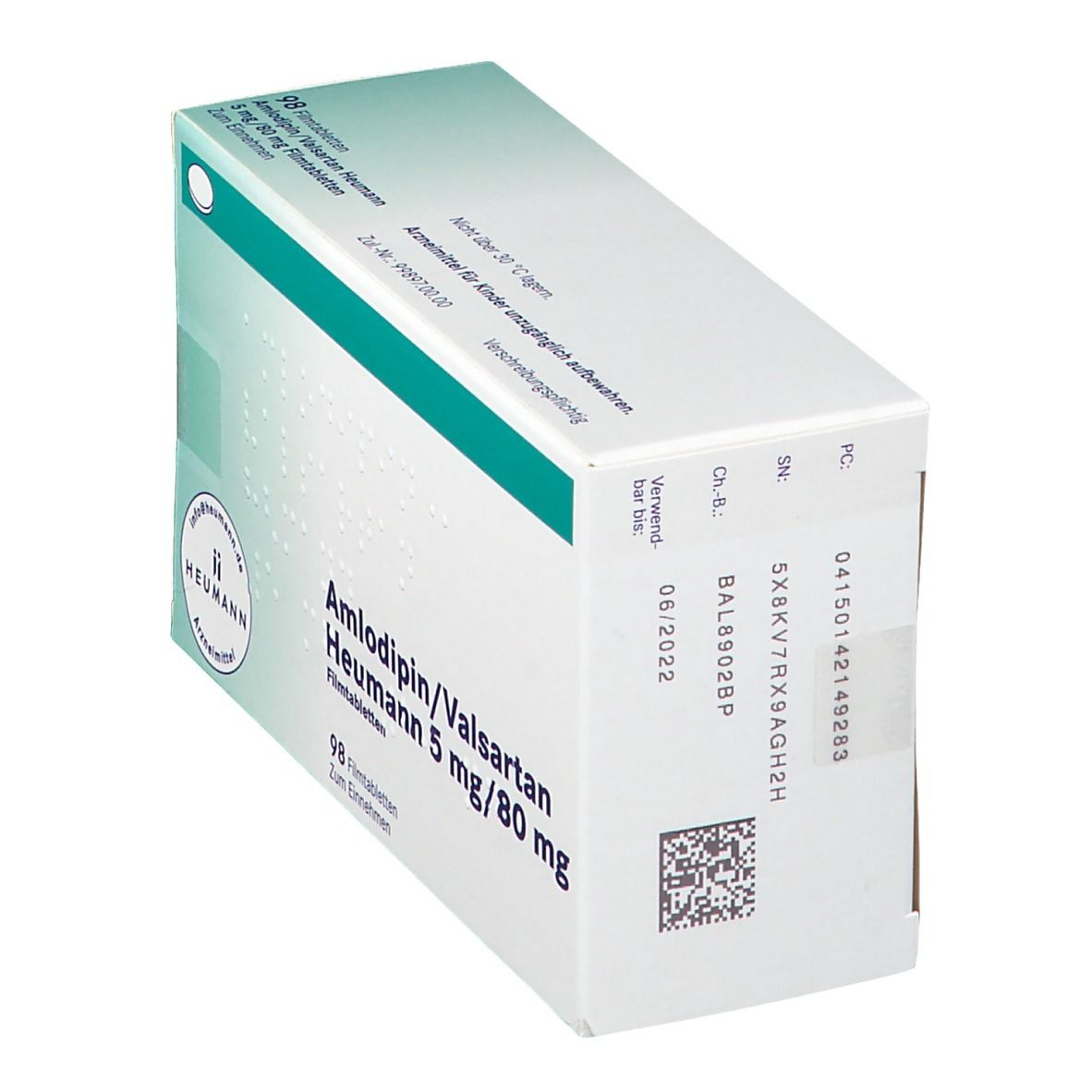 AMLODIPIN/Valsartan Heumann 5 mg/80 mg Filmtabl. 56 St Filmtabletten