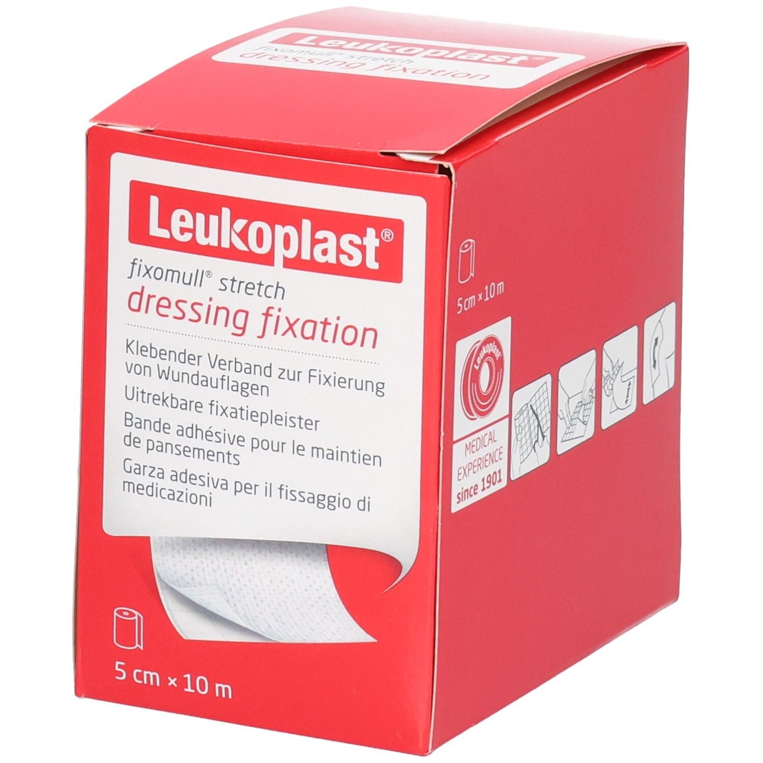 Leukoplast fixomull stretch Verband zur Fixierung von Wundauflagen, 5 cm x 10 m.